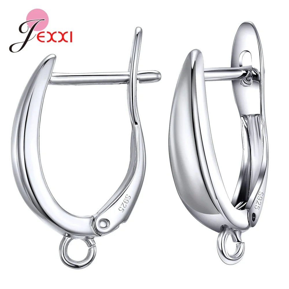Drop Shipping Genuine 925 Sterling Silver Earrings Findings For DIY Jewelry Accessory High Quality Women Girls Jewelry Component