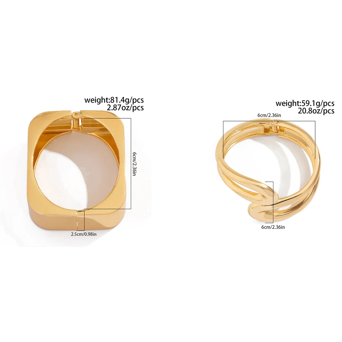 KunJoe Punk Hollow Out Geometric Cuff Spring Bangles for Women Personalized Heavy Metal Chunky Wide Open Bracelet Arm Jewelry