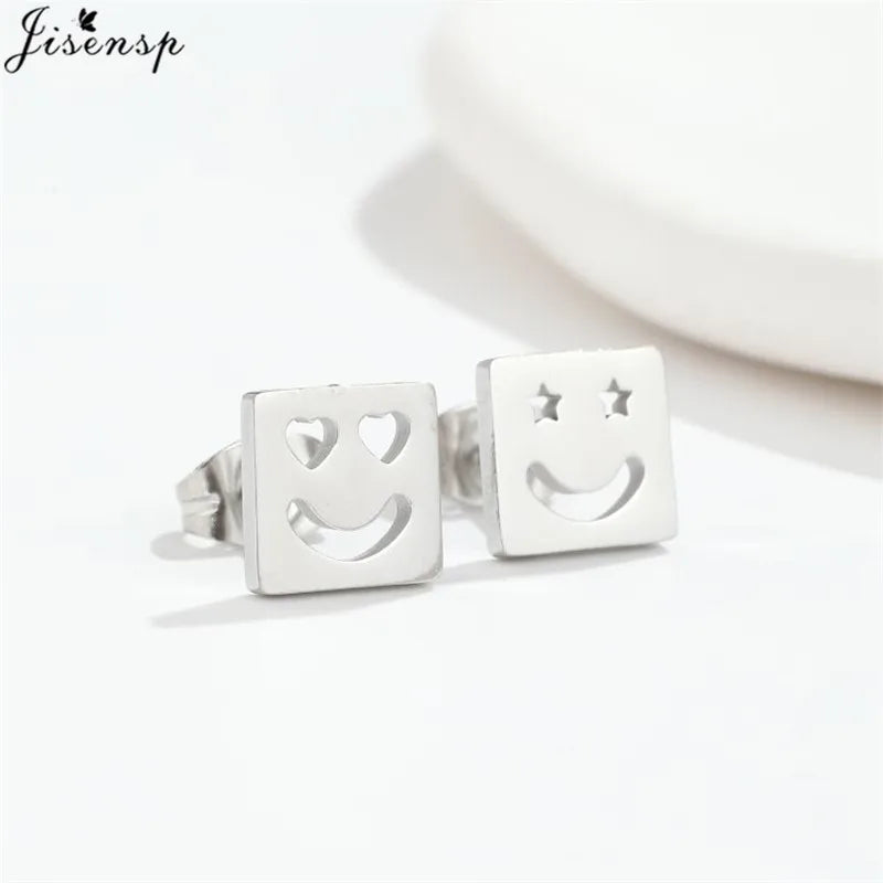 Mini Stainless Steel Earings Fashion Jewelry Cute Heart Music Leaf Bunny Sun Stud Earrings for Women Lion Ear Studs Pendientes