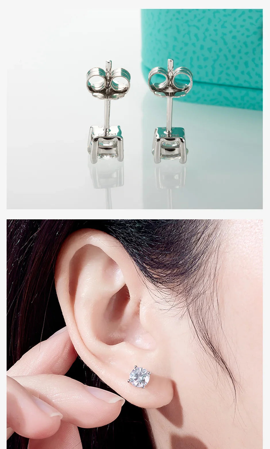 AnuJewel 4mm D Color Moissanite Diamond Classic 925 Sterling Silver Stud Earring For Woman Fine Jewelry Wholesale