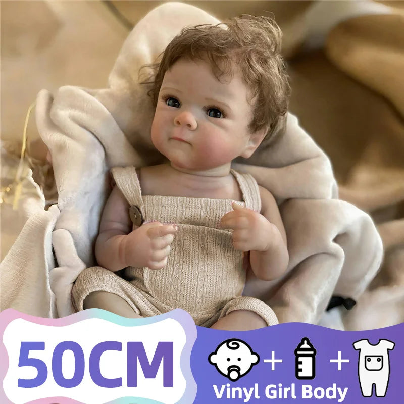 JOYORA 50CM Vinyl Realistic Baby Girl Doll Skin Visible Vein Newborn Size Doll Fashion Rebirth Doll Silicone Doll Easter Gift To