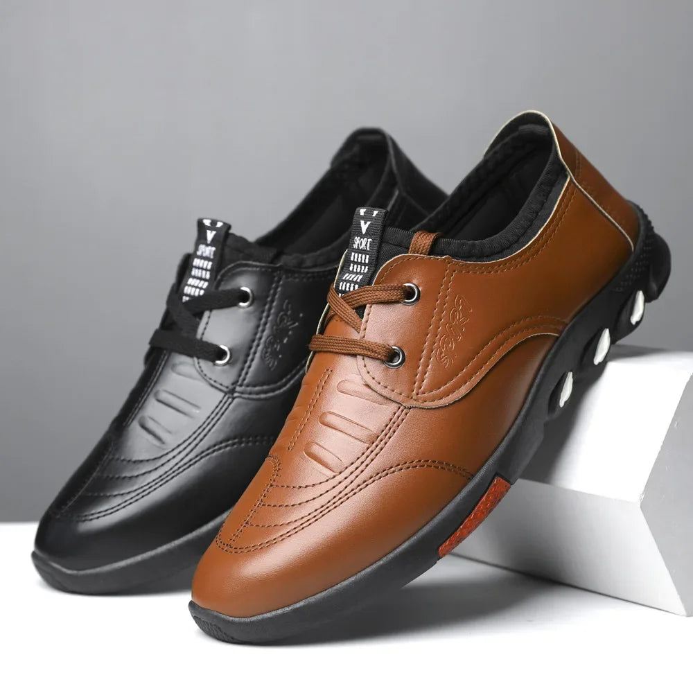 Mens Casual Shoes 2024 Spring Soft Leather Flats for Male Slip on Comfortable Walking Sneakers Non Slip Dress Formal Loafers