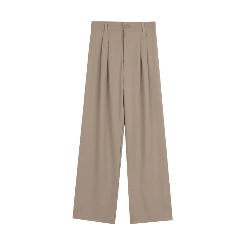 Women Suit Pants Elastic Waist Slimming Casual Pants Autumn Loose Wide Leg Pants