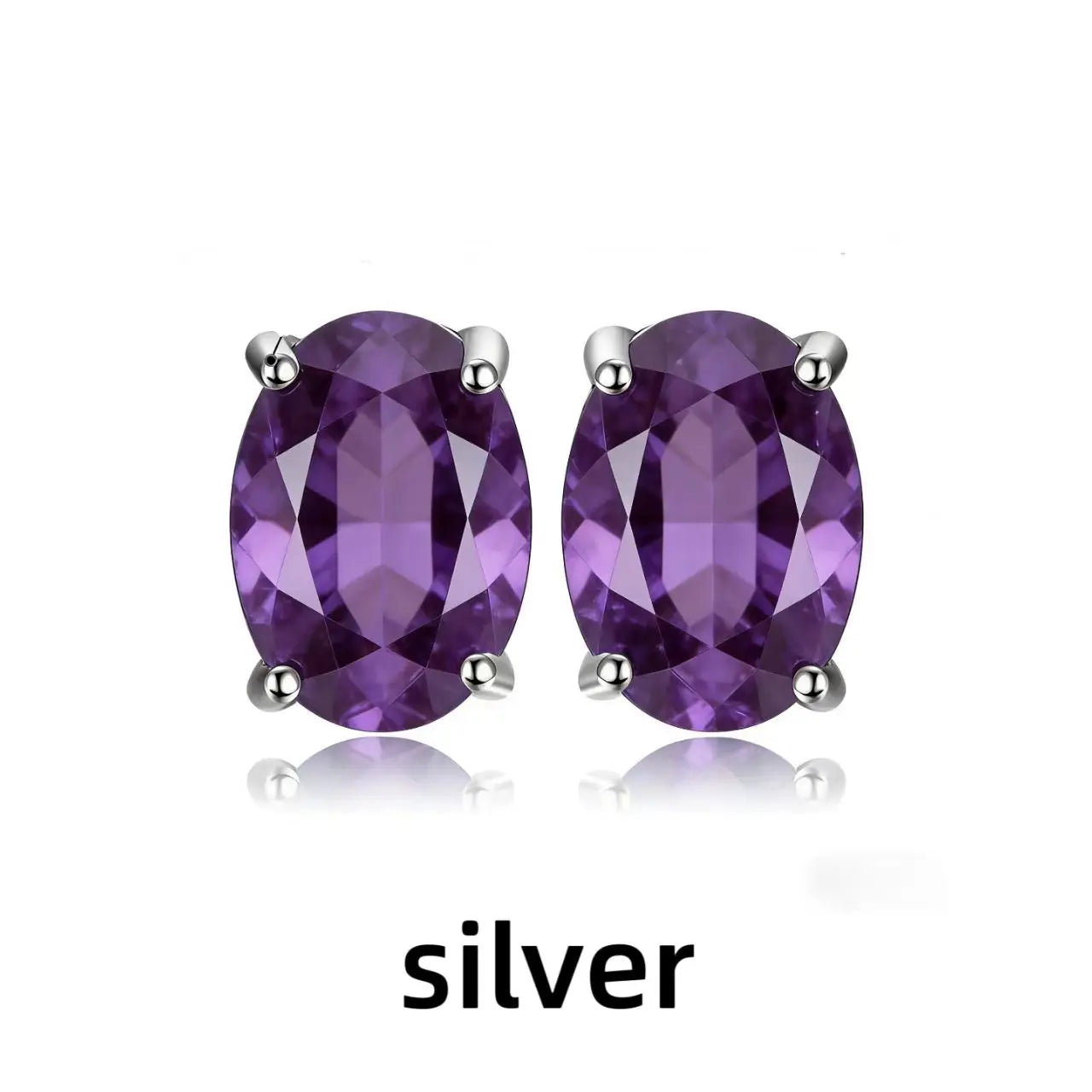 Jewelrypalace Rose Gold Yellow Gold Plated Oval Natural Amethyst Citrine Garnet Topaz Peridot 925 Sterling Silver Earrings for Women