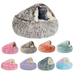 Semi-Enclosed Pet Cat Nest Warm Plush Pressure Resistant Soft Cat Sleeping Bed