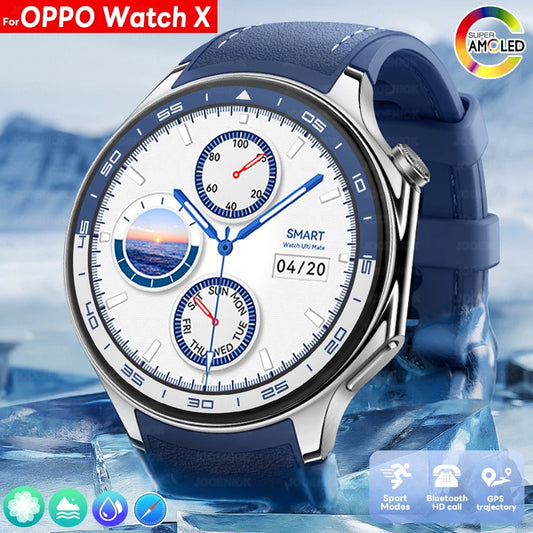 For OPPO Watch X Smart Watch Men High-end Business Men Bluetooth Call IP68 Waterproof Fitness Tracker Smartwatch Man 2025 New