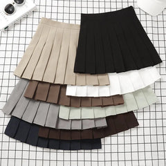 Brown High Waist Pleated Mini Skirt for School Girl Uniform, Harajuku Korean Style, Summer Fashion for Women