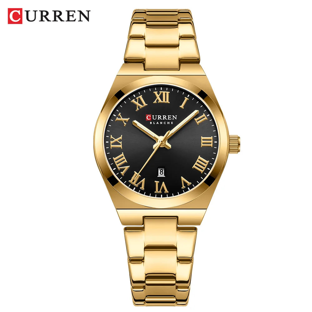 CURREN Women Watches Fashion Gold Stainless Stain Steel Ladies Watch Waterproof Quarzt Wristwatch Romatic Girlfriend Gift