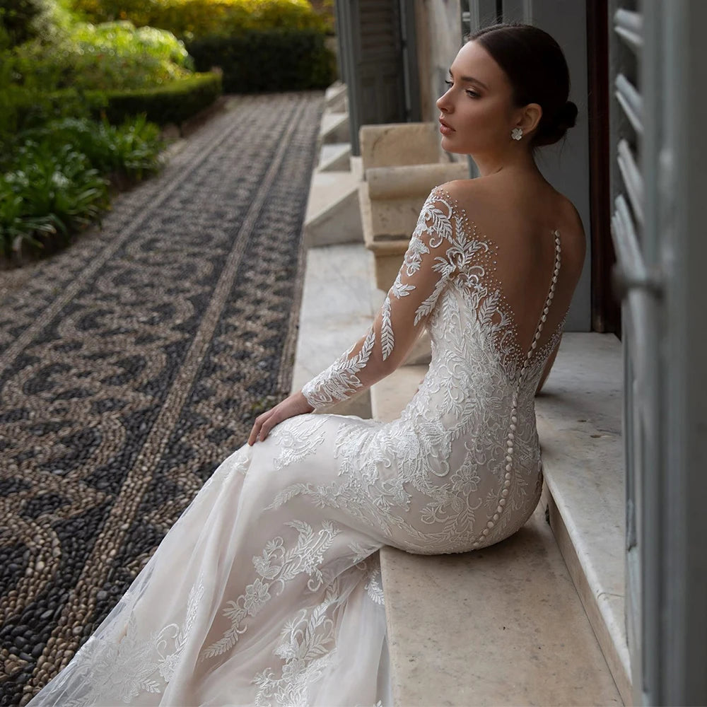 White Bridesmaid Dresses: Wedding Dress For Bride Detachable Royal Train Button