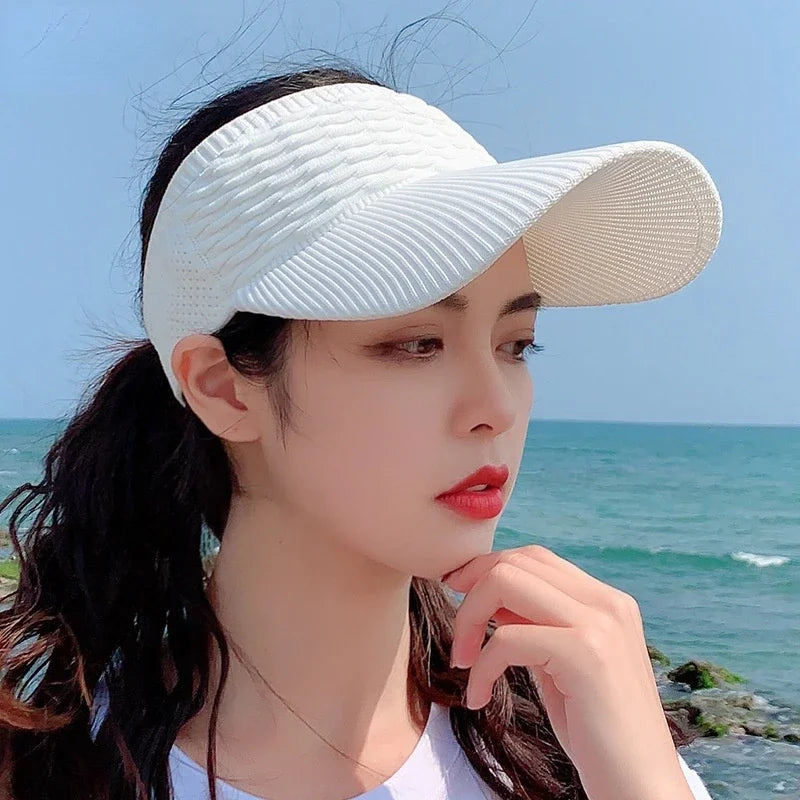 Anti-UV Sun Hats Breathable Adjustable Empty Top Visor Caps for Men