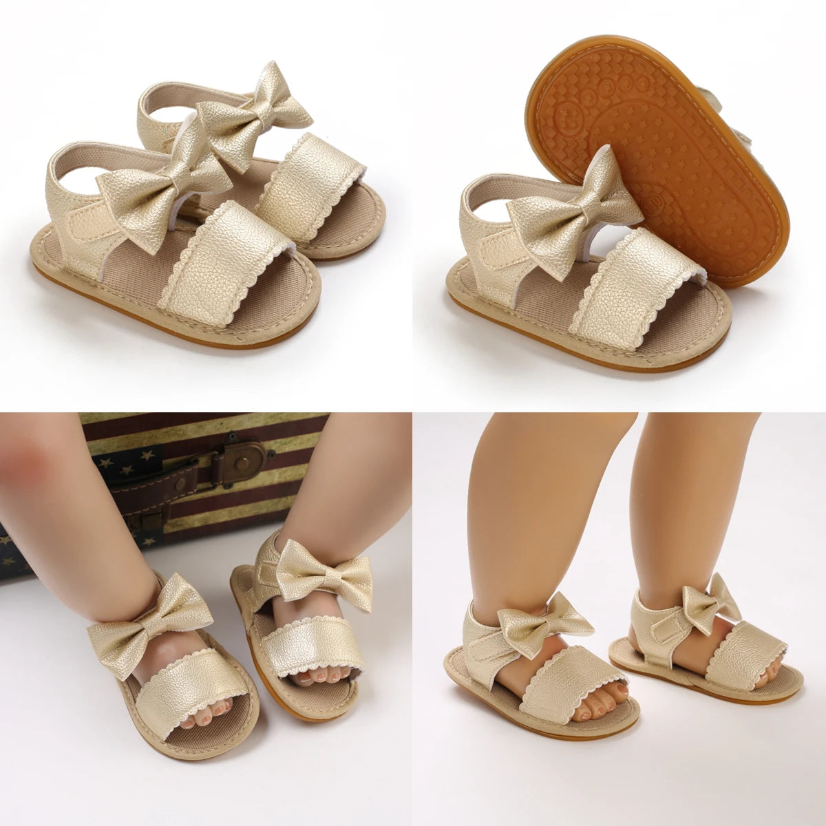 Girls Shoes Summer Cute Bow Sandals First Walker Comfortable Non-Slip