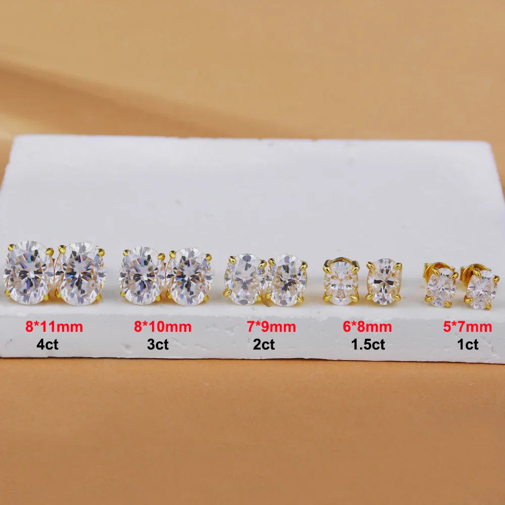 1-4ct Oval Cut Moissanite Stud Earring for Women Men D Color Sparkling Diamond 925 Sterling Silver Ear Studs Party Jewelry Gifts