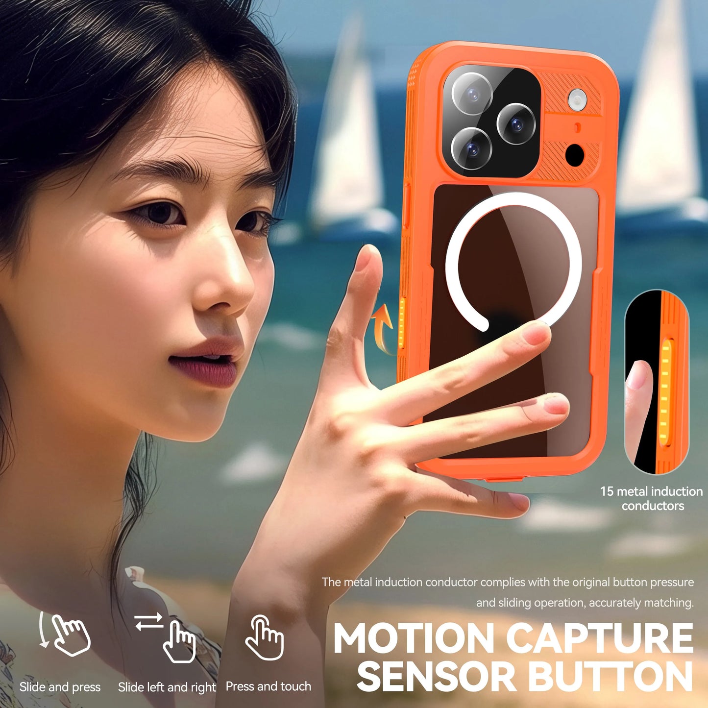 Magnetic Waterproof Phone Case for Swimming & Diving - Compatible with iPhone 17/17AIR/17Pro/17Promax