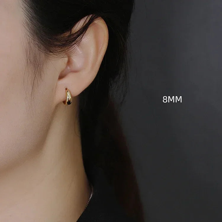 INZATT 100% 925 Sterling Silver 18K 6/7/8/9/10mm Round Hoop Earrings for Women Classic Fine Jewelry Minimalist Accessories