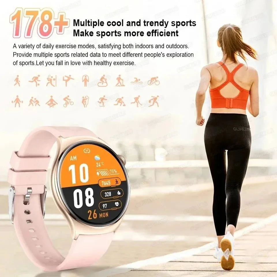 2026New Smart Watch Women Custom Dial NFC GPS trajectory clock Heart Rate bloodpressure BT Call Smartwatch For Android iOS mini
