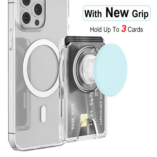 Grippopso Universal Magnetic Wallet With Expanding Phone Grip,Phone Card Holder Solid SocketWallet For IPhone Samsung Wallets