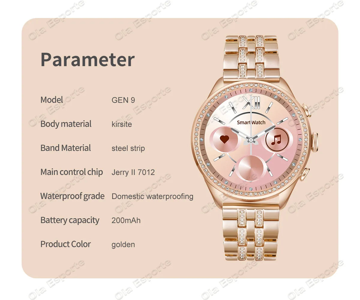 Women Smart Watch Double Strap Heart Rate Sleep Monitoring Wireless Call Voice Assistant Waterproof Smartwatch For Android IOS