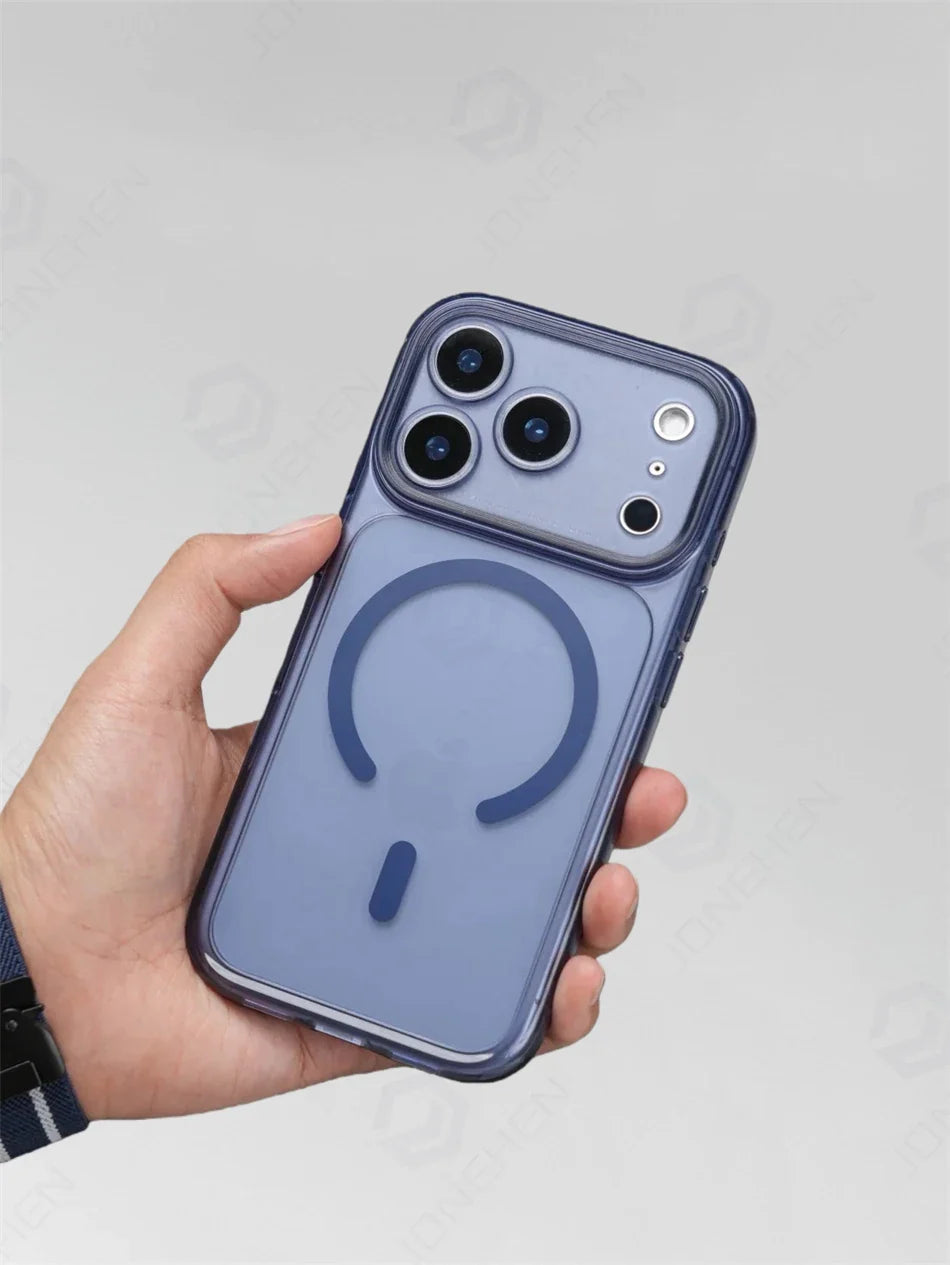 Business Matte Clear Camera Button Magnetic Case For iPhone 17 Pro Max Air 17pro Detachable Lens Shockproof Cover For Magsafe