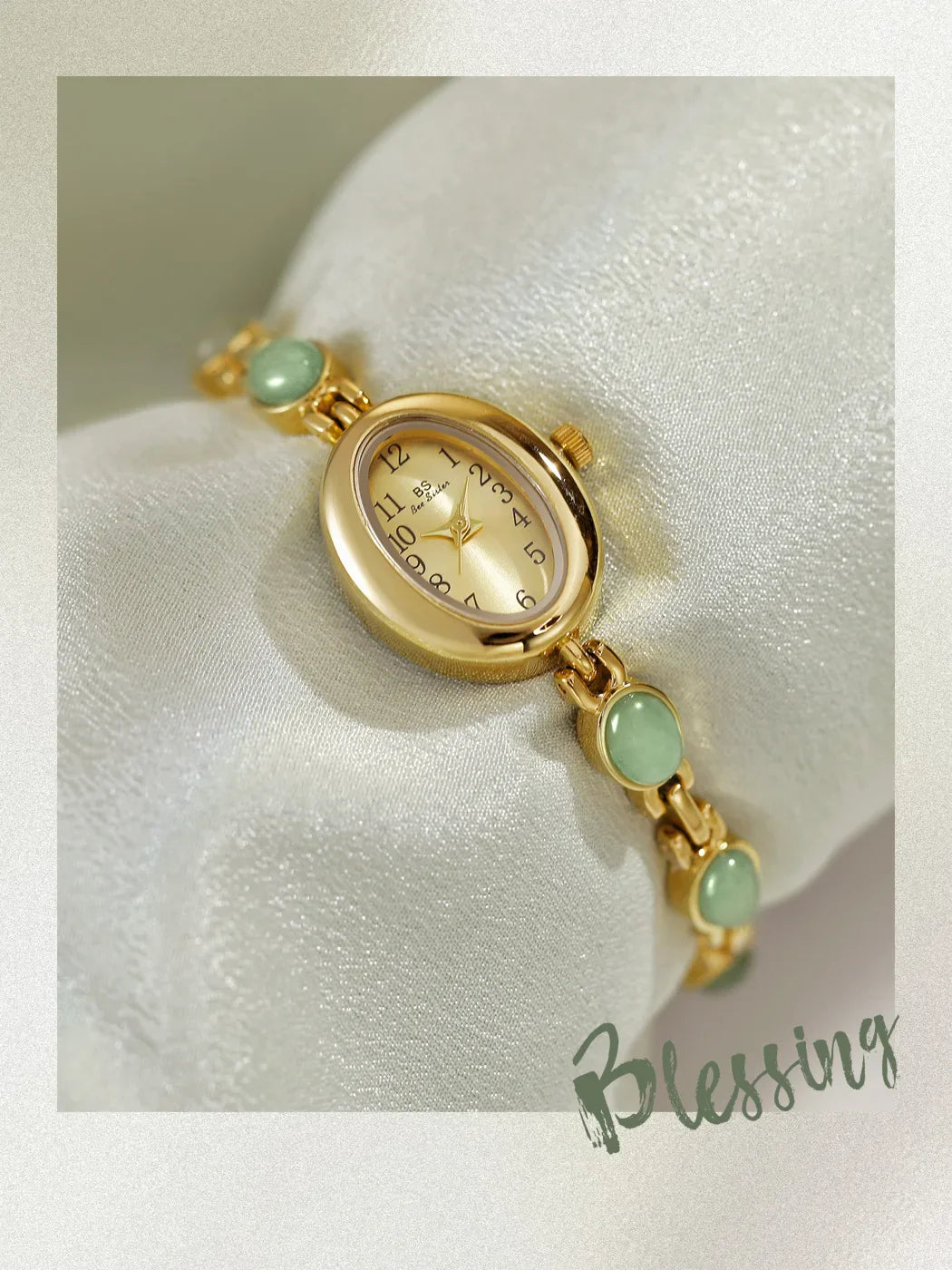 2026 Women quartz Watch Luxury Brand Retro Natural Dongling Stone Hotan Jade Waterproof Ladies Advanced Chain Wristwatches gift