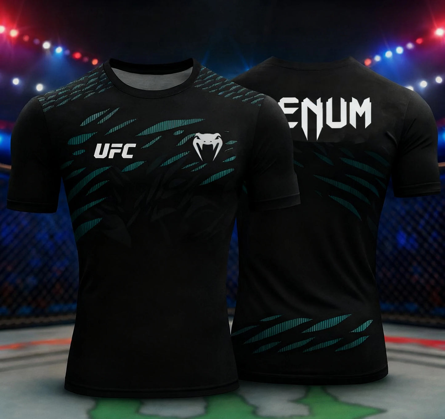 UFC men's 3D printed training T-shirt, summer short-sleeved, casual and comfortable sports top, boxing, MMA gym, street fashion