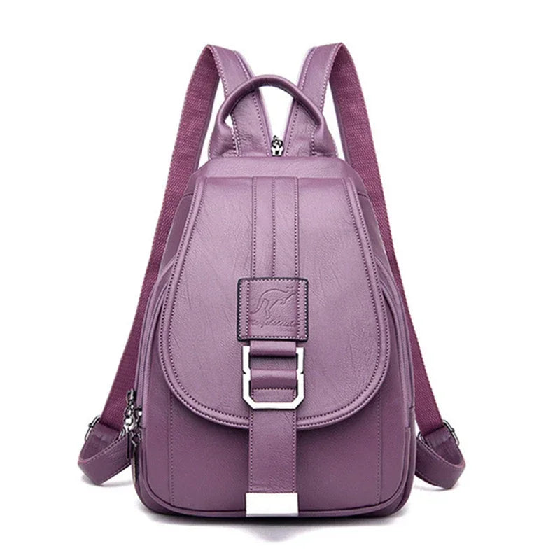 Multifunctional Women Leather Backpacks Casual Backpack For Teenager Girls School Chest Bag Travel Bagpack Ladies Sac Back Pack