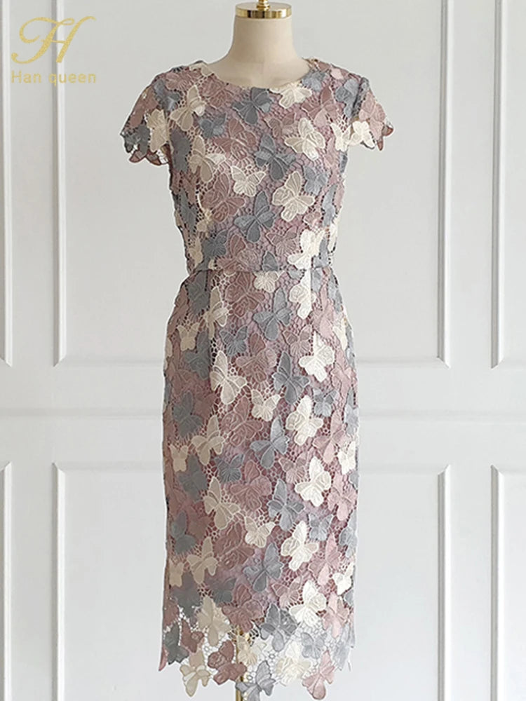 Evening wear Dresses: Elegant Chic Lace Dresses Women Retro Dress