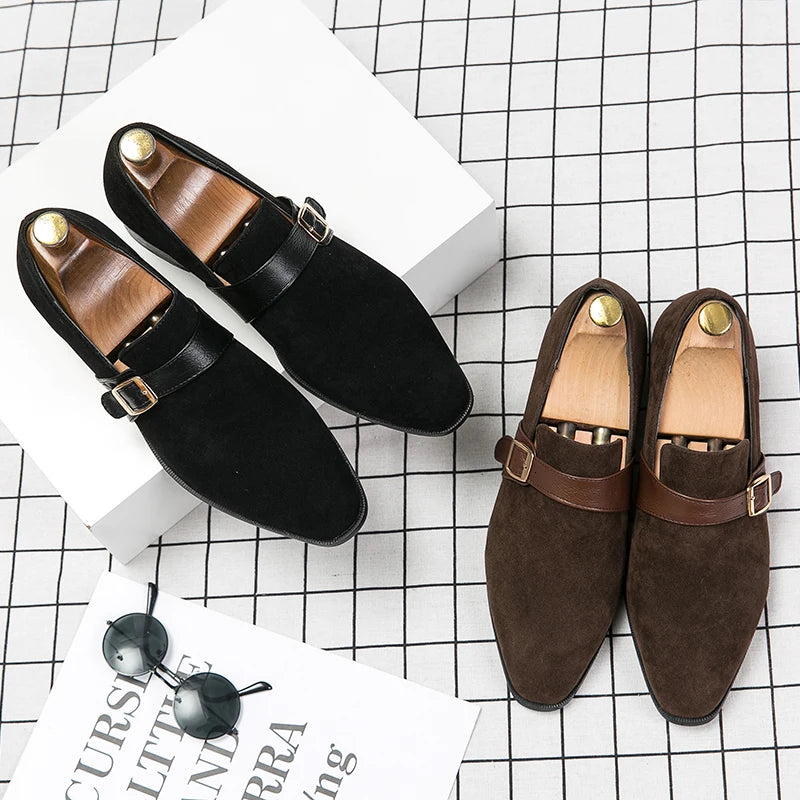 Golden Sapling Businessmen Shoes Office Formal Flats Men's Wedding Shoes Dress Loafers for Men Fashion Suede Leather Moccasins