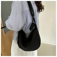 Women's Canvas Shoulder Bag Large Capacity Crossbody Chest Bag Casual Half Moon