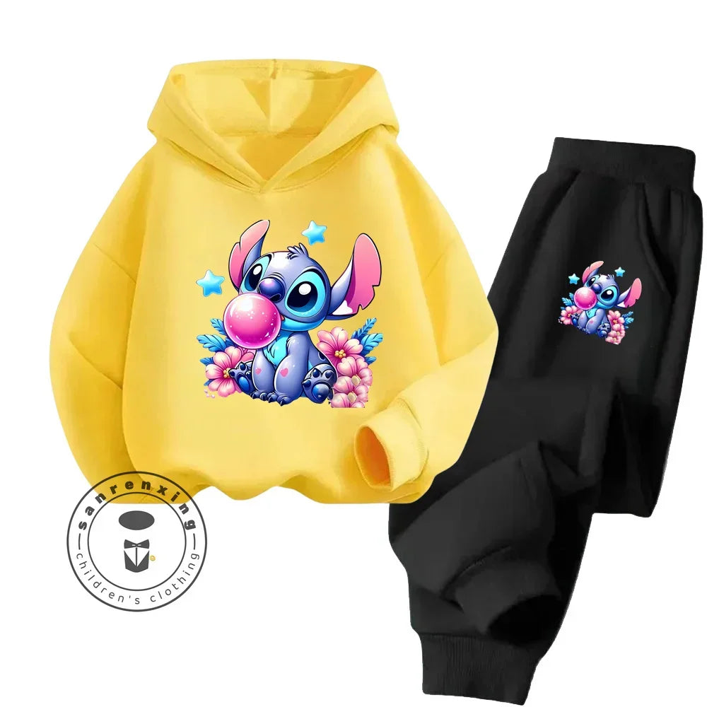 Cheap Popular Simple Stitch Long Sleeve Boy Girl Casual Wear Fun Graphics Everyday Style Energetic Spring Fall Sweatshirt Set
