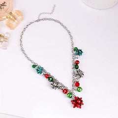 Christmas Necklace X-Mas Jingle Bell Necklaces Present Bow Pendant Necklace Earrings