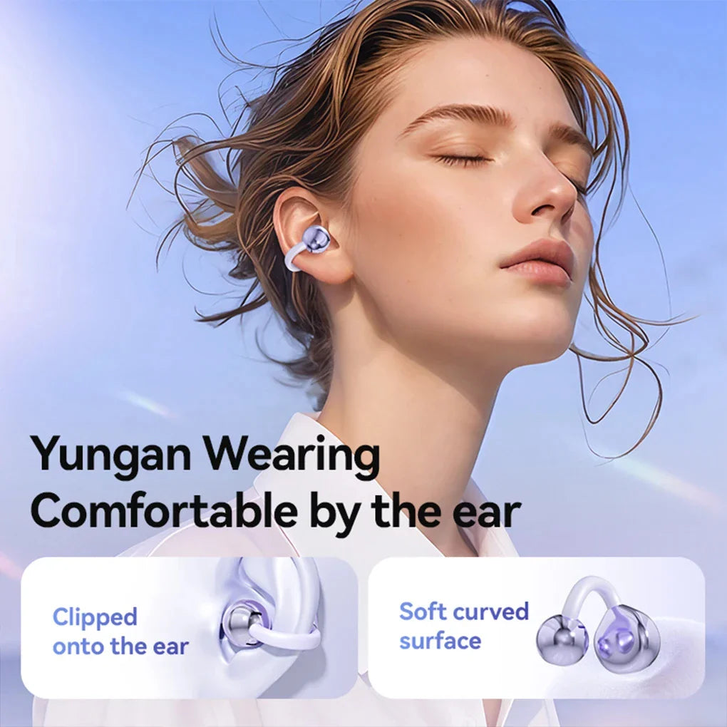 M79 Wireless Hifi Bluetooth 5.4 Earbuds Clip on Ear with Digital Display Waterproof Sport Headsets with Mic