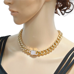 Women Link Cuban Chains 5A CZ Stones Choker For Neck Hand