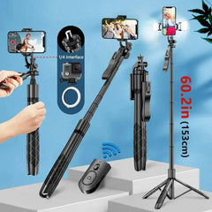 Wireless Phone Selfie Stick Tripod Stand Foldable Monopod For Gopro Action