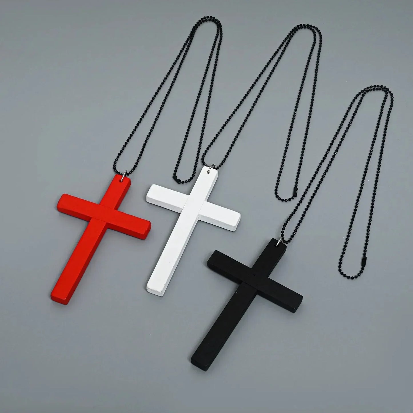 Y2K Wood Cross Pendant Necklace for Women Men Vintage Cool Spicy Girls Hip Hop Fashion Necklace Party Jewelry Accessories Gift
