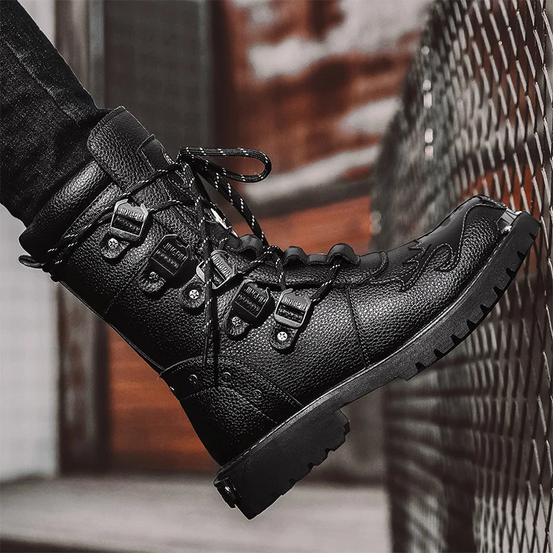 Motorcycle boots four season new men's outdoor fashion plus size high top Cycling shoes comfort anti-collision protective boots