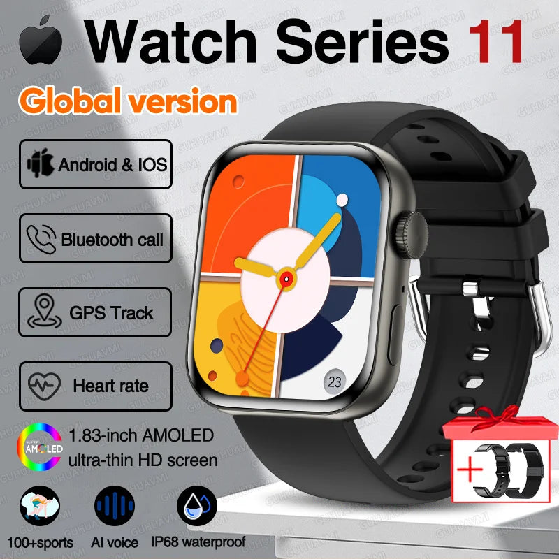 New Series 11 Watch Original Men Women Bracelet AMOLED Display Heart Rate Bluetooth Call GPS Track Waterproof Sports Smartwatch