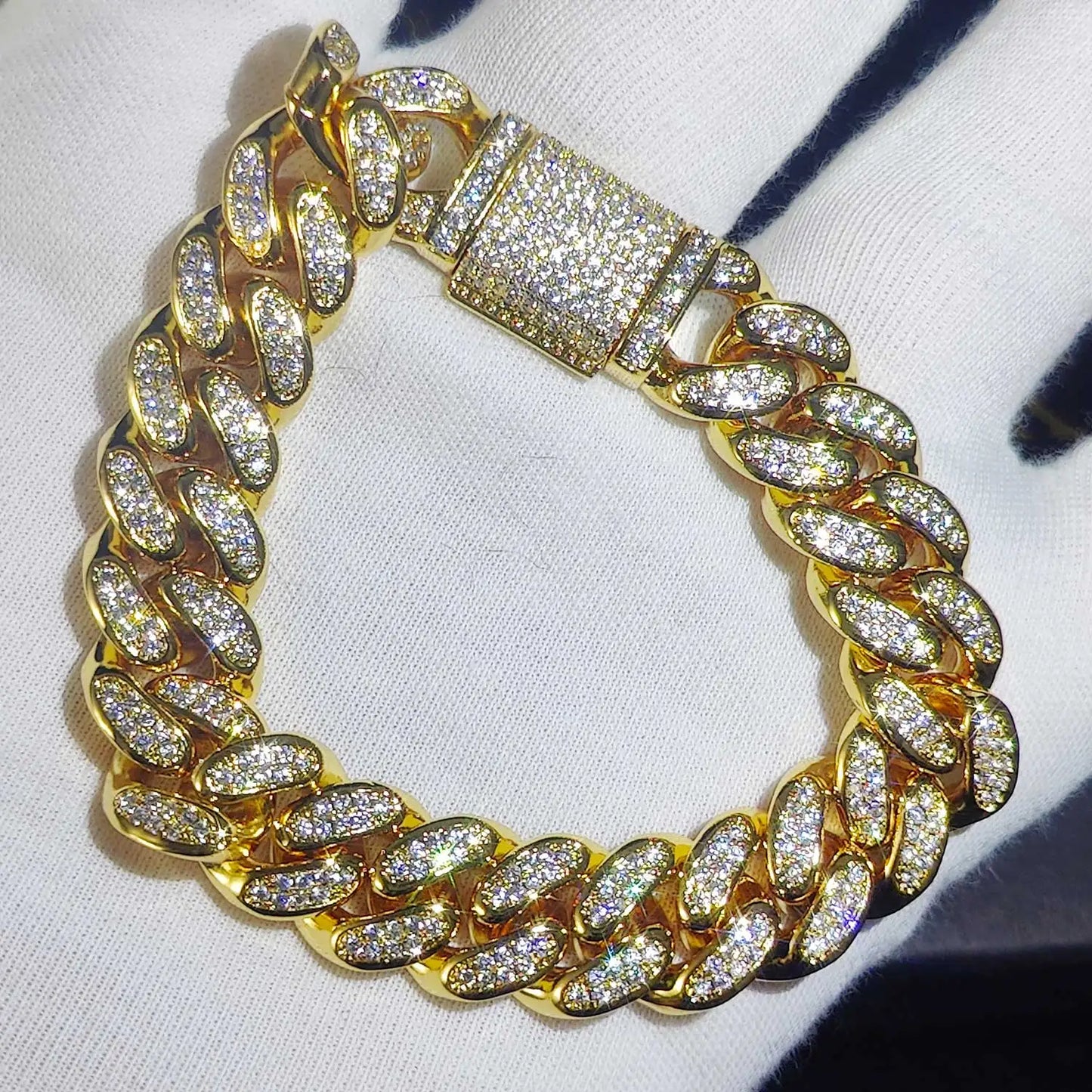 Luxury Jewelry Bling CZ Cuban Link Bracelet Two Row Zircon Copper Miami Cuban Bracelet Iced Out Hip Hop Men Women