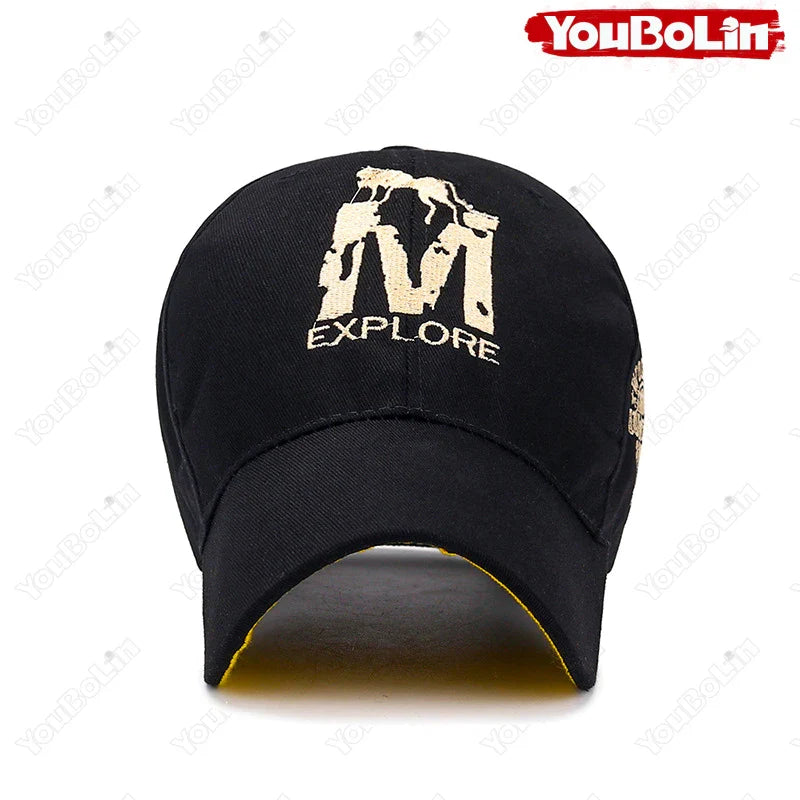 M letter Wolf Totem Embroidery Cotton Adjustable Baseball Cap Sun Hat Trucker Caps Dad Hats
