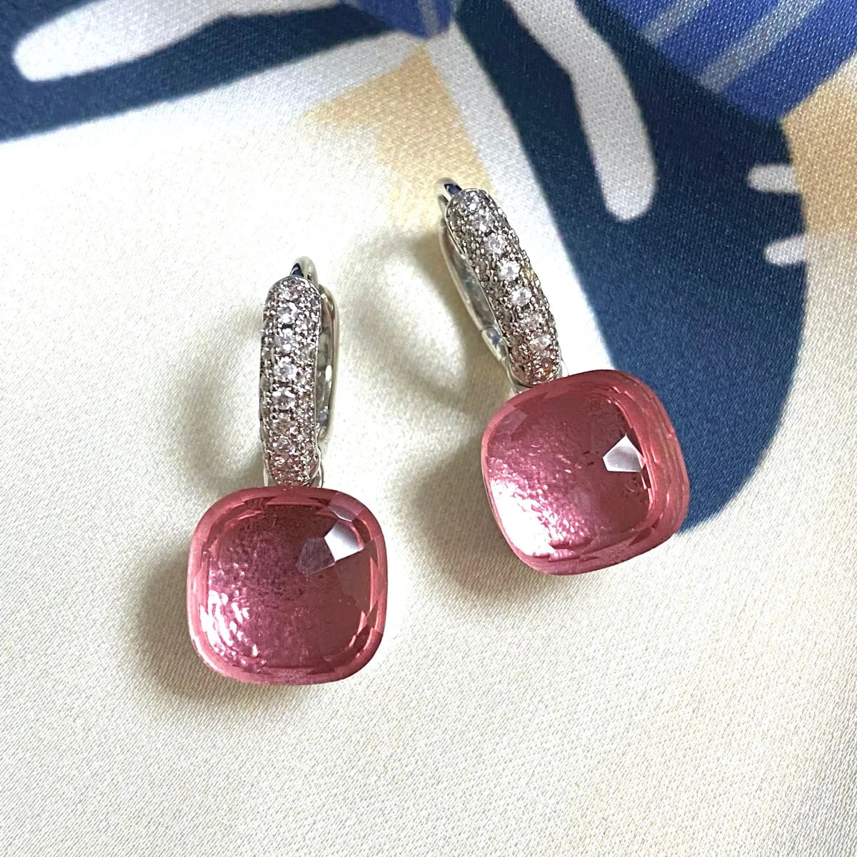 Classic Candy Color Earrings Inlay Transparent Zircon 27Colors Crystal Earrings Platinum Plated Fashion Jewelry For Women