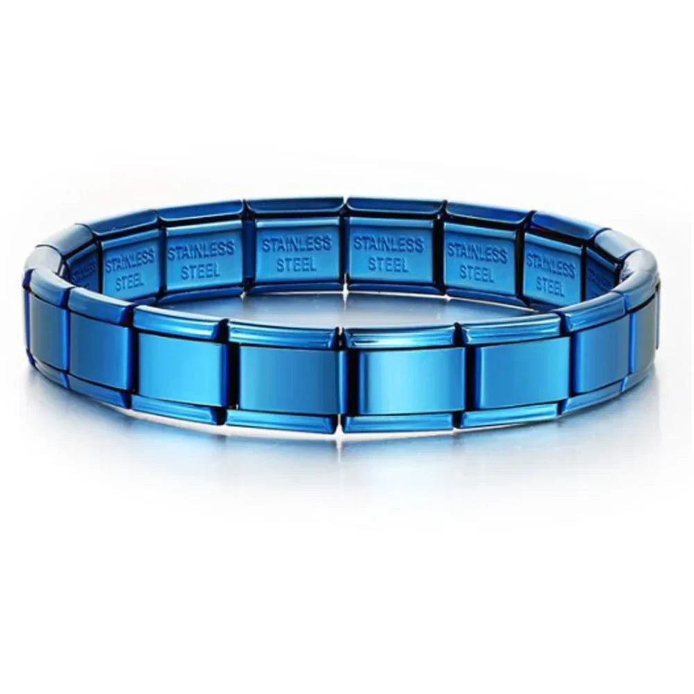 Italian Charm Link for Women Men 9mm Width Silver Gold Color Chain Stainless Steel Bracelet on Hand DIY Making Jewelry Wholesale