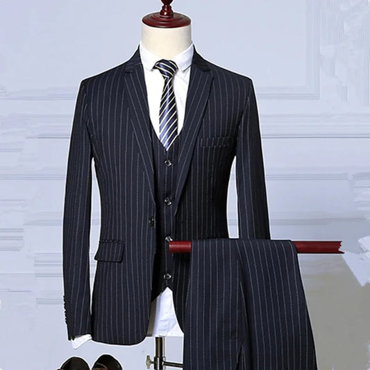 Men Business Dinner Blazers Coat Stripe Slim Fit Wedding