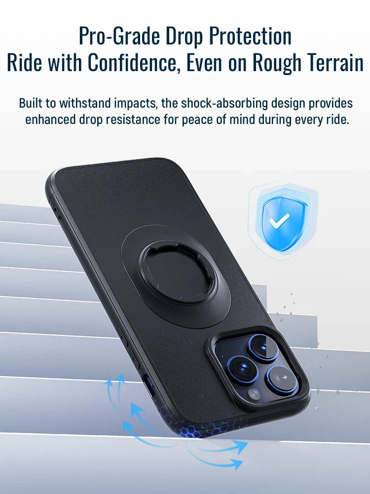 Quad-style Moto/Bike/Motorcycle/Bicycle Case for iPhone 17/16/15/14/13/12/11 Pro/Max fit Phone Holder Mount with Lock-in Design