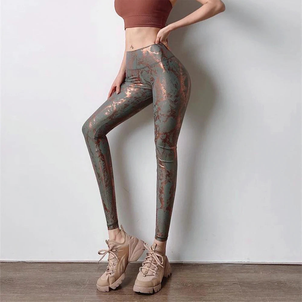 Yoga Pants Gilded Stretch Buttocks Casual Skinny Pants  For Women