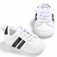 Baby Boys Shoes for 1 Year Footwear with Striped Infant Casual PU Leather Toddler Soft Sole Girls Sneakers First Walkers