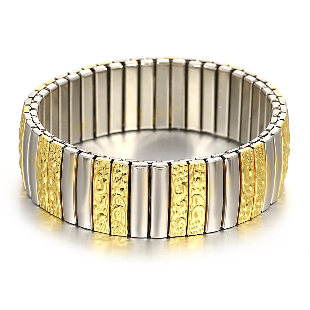 Freetry 18K Gold Plated Stainless Steel Adjustable Bracelet Fashion Elastic Metal Bracelet Trendy Jewelry Accessories Official