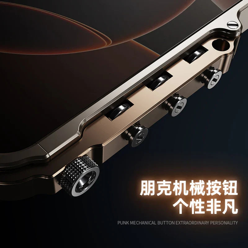 Armored Metal Frame Phone Case for iPhone 16 15 17 Pro Max Plus 17promax Anti Drop and Aluminum Alloy Frame Phone Case