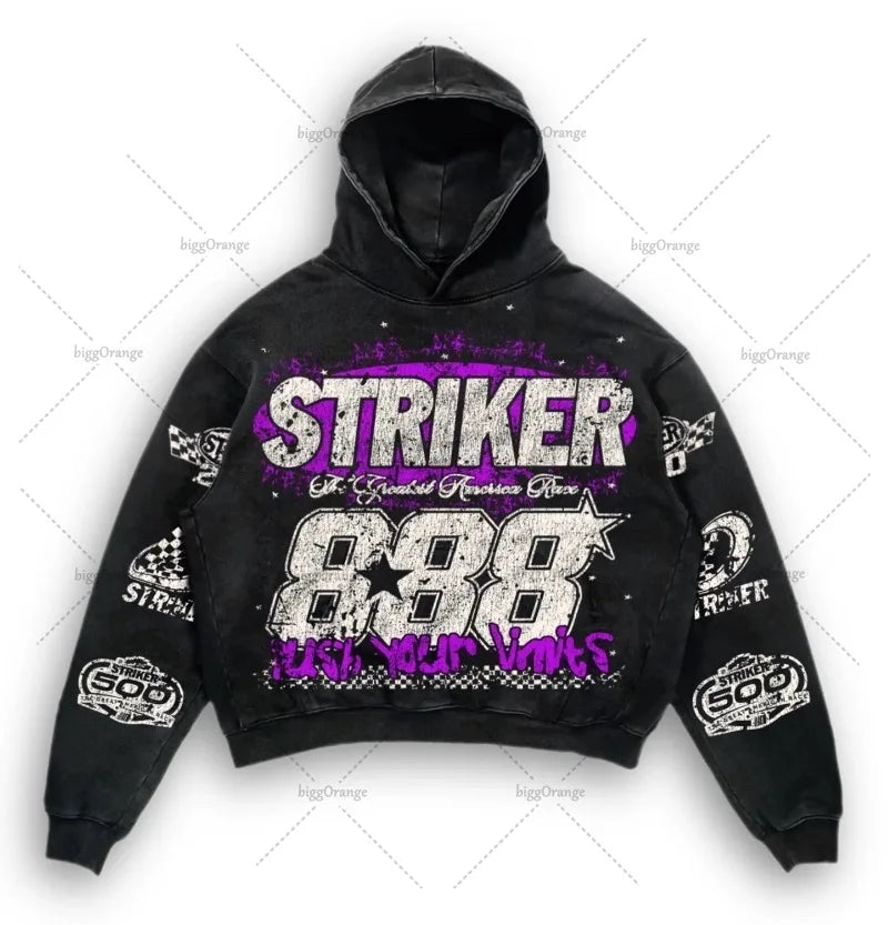 American High Street Fashion Brand Clothing Men Y2k Gothic Punk Letter Print Pullover