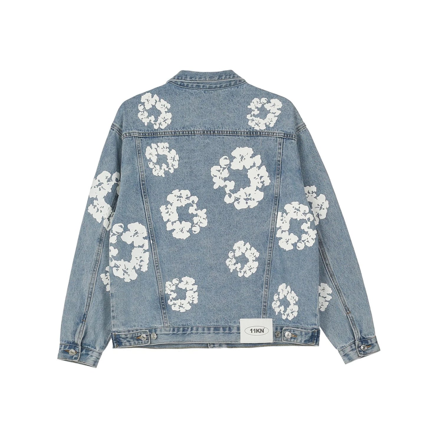 High Street Men's Denim Jacke Kapok Print Graffiti Loose Jeans Coat
