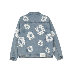 High Street Men's Denim Jacke Kapok Print Graffiti Loose Jeans Coat