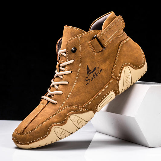 New 2025 Handmade Men Boots Design Sneakers Man Outdoor Casual Leather Men Shoes Ankle Boots Fall Breathable Hot Sale